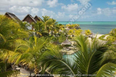 laguna beach hotel and spa mauritius pool aerial view
