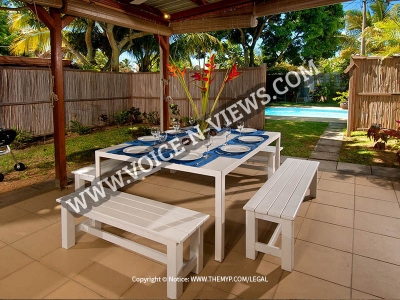 Garden Retreat three bedroom apartment patio and pool
Garden Retreat three bedroom apartments fully equipped patio with access to the pool area and barbecue.
Keywords: Garden Retreat Apartment, Apartments Mauritius, Pereybere Apartments Mauritius