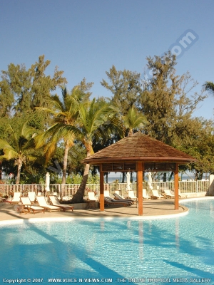 les villas du recif hotel reunion restaurant swimming pool and kiosk view
