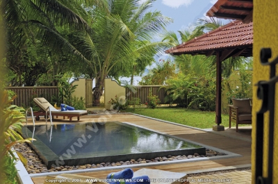sainte anne resort seychelles villa swimming pool view
