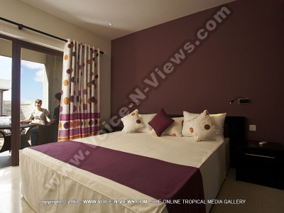 standard studio apartment grand bay mauritius ref 109 bedroom and balcony

